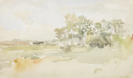 Paysage avec bâtiments de ferme, c.1884